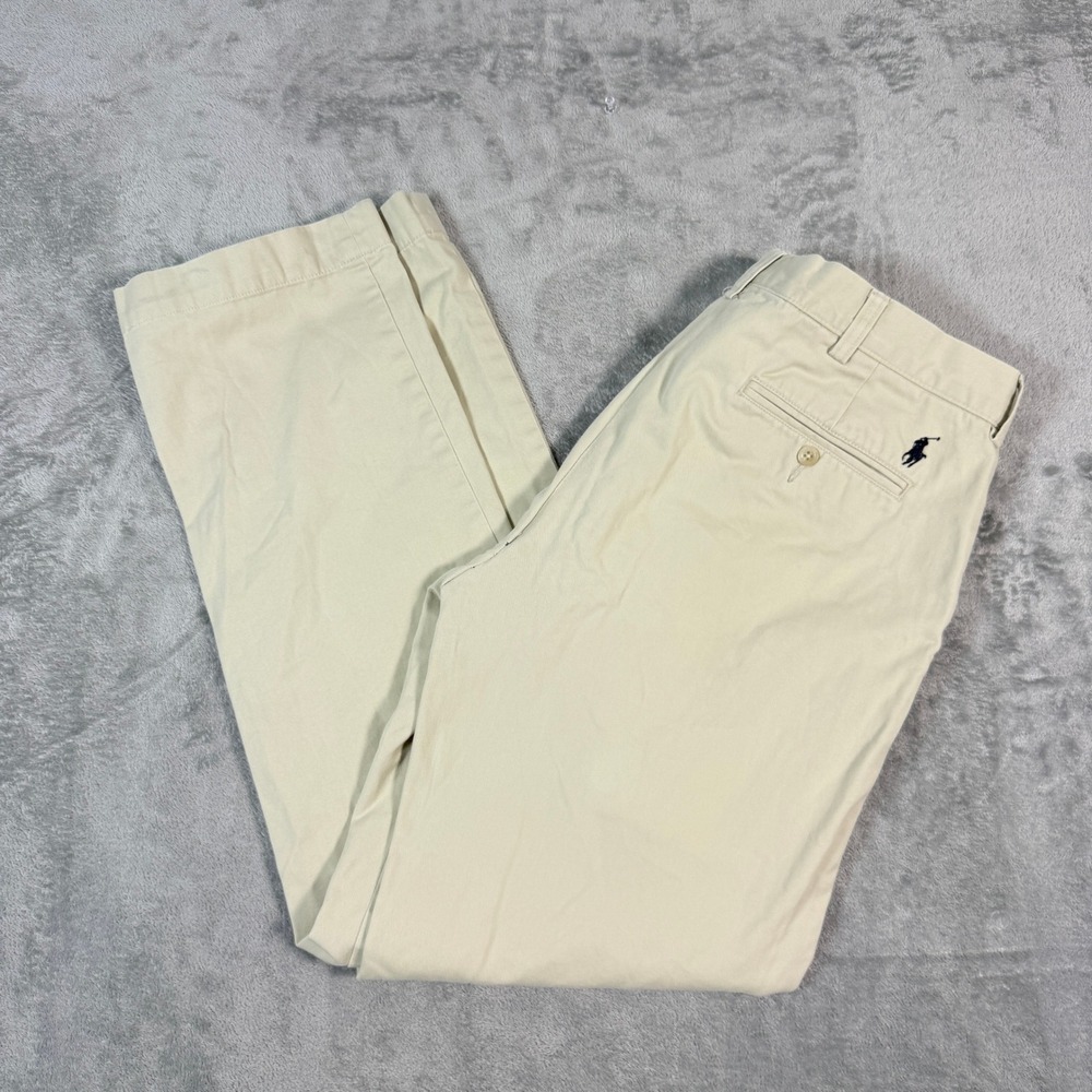 VTG Polo Ralph Lauren Mens 34x34 ( 34x32) Suffield Pant Khaki Tan Straight Chino